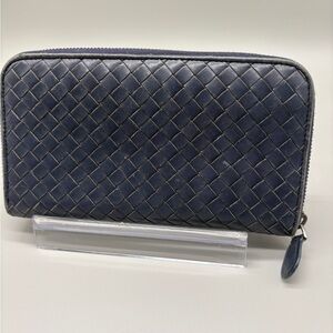 Bottega Veneta Navy Leather Wallet